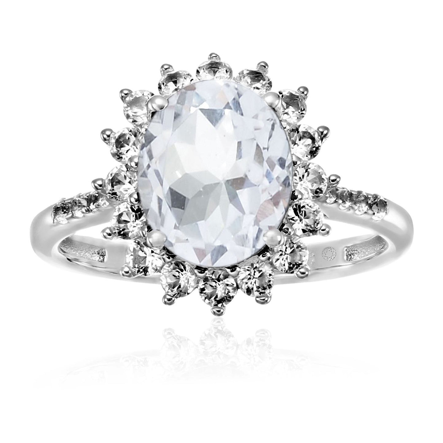 925 Sterling Silver Aquamarine And Created White Sapphire Gemstone Solitaire Rings