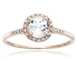 10k Rose Gold Multi Gemstone Option And Diamond Classic Princess Di Halo Engagement Ring (1/10cttw, H-I Color, I1-I2 Clarity),