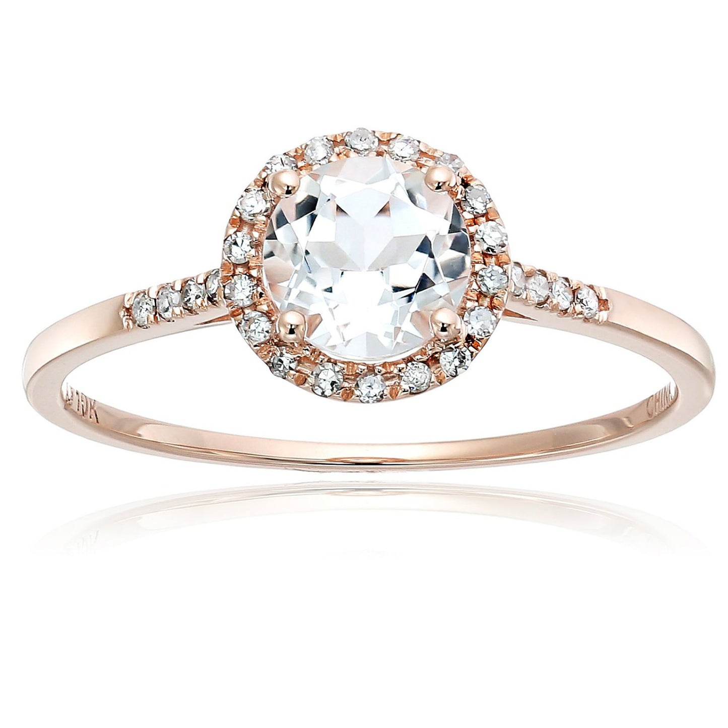 10k Rose Gold Multi Gemstone Option And Diamond Classic Princess Di Halo Engagement Ring (1/10cttw, H-I Color, I1-I2 Clarity),