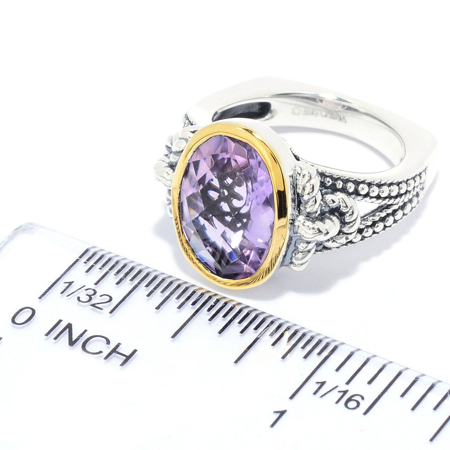 925 Sterling Silver Pink Amethyst Gemstone Solitaire Ring