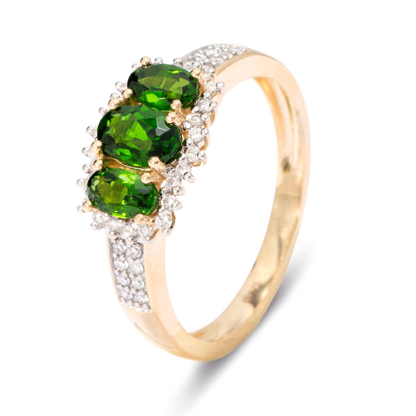 14kt Yellow Gold Chrome Diopside And Diamond Ring