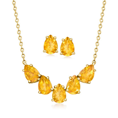 18k Yellow Gold Plated Over Sterling Silver Multi Gemstone Pendant And Earrings Jewelry Sets