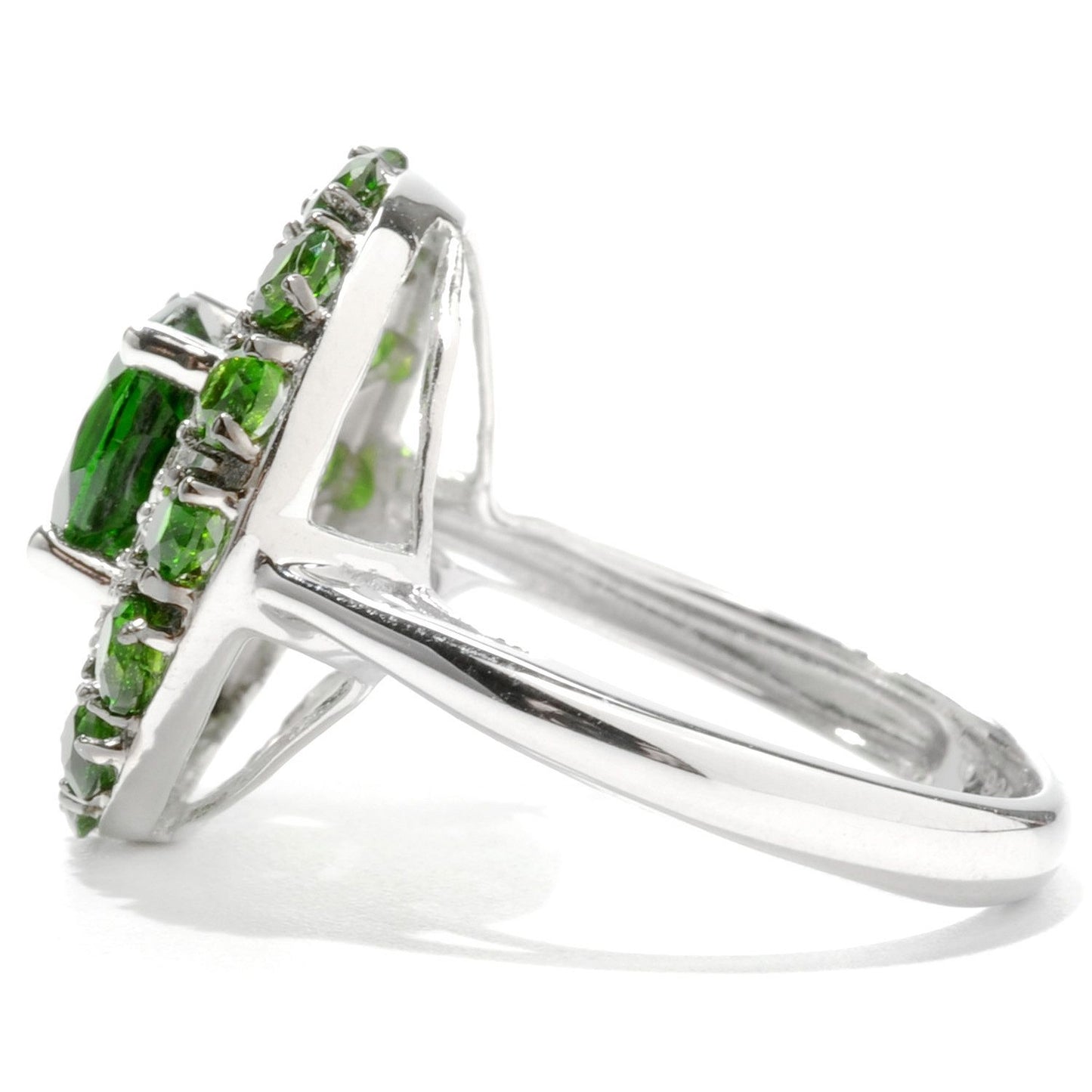 Pinctore Sterling Silver 3.18ctw Chrome Diopside Cocktail Ring, Size 7