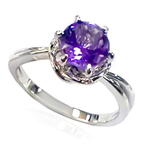 Rhodium Over Sterling Silver 0.78Ctw African Amethyst Ring