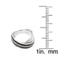 Pinctore Platinum o/Silver 1.46ctw Black Spinel & White Zircon Band Textured Ring, Size 7