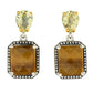 925 Sterling Silver Ouro Verde,Tiger Eye Dangle Earrings