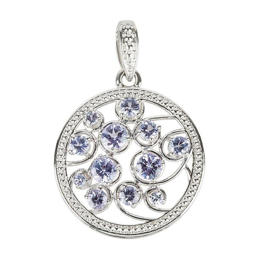 Natural Tanzanite Gemstone Pendant, 925 Sterling Silver Filigree Round Pendant, Anniversary Gift, Fine jewelry, Gift For Her
