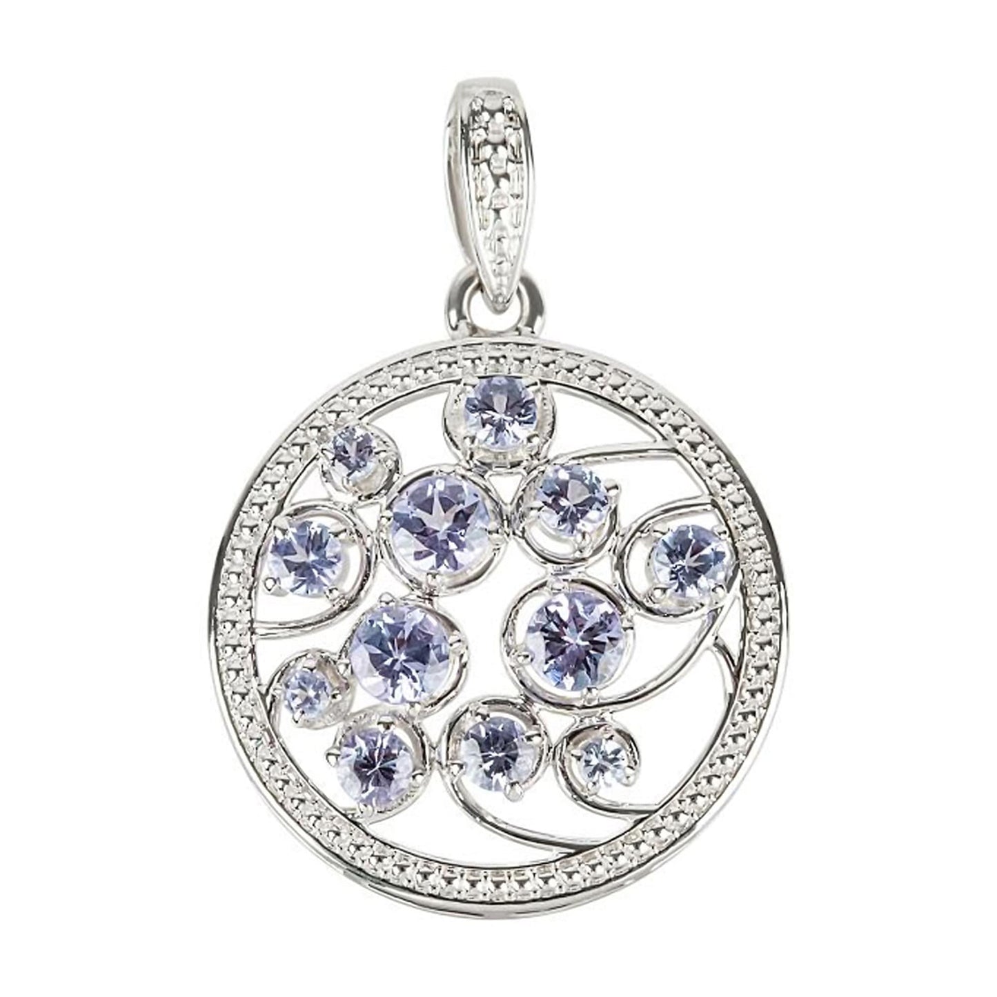 Natural Tanzanite Gemstone Pendant, 925 Sterling Silver Filigree Round Pendant, Anniversary Gift, Fine jewelry, Gift For Her