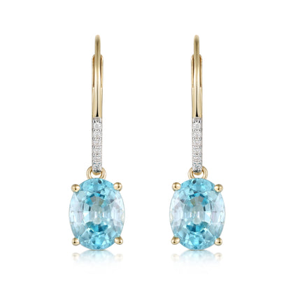 14KT Yellow Gold Aquamarine Studs Earrings