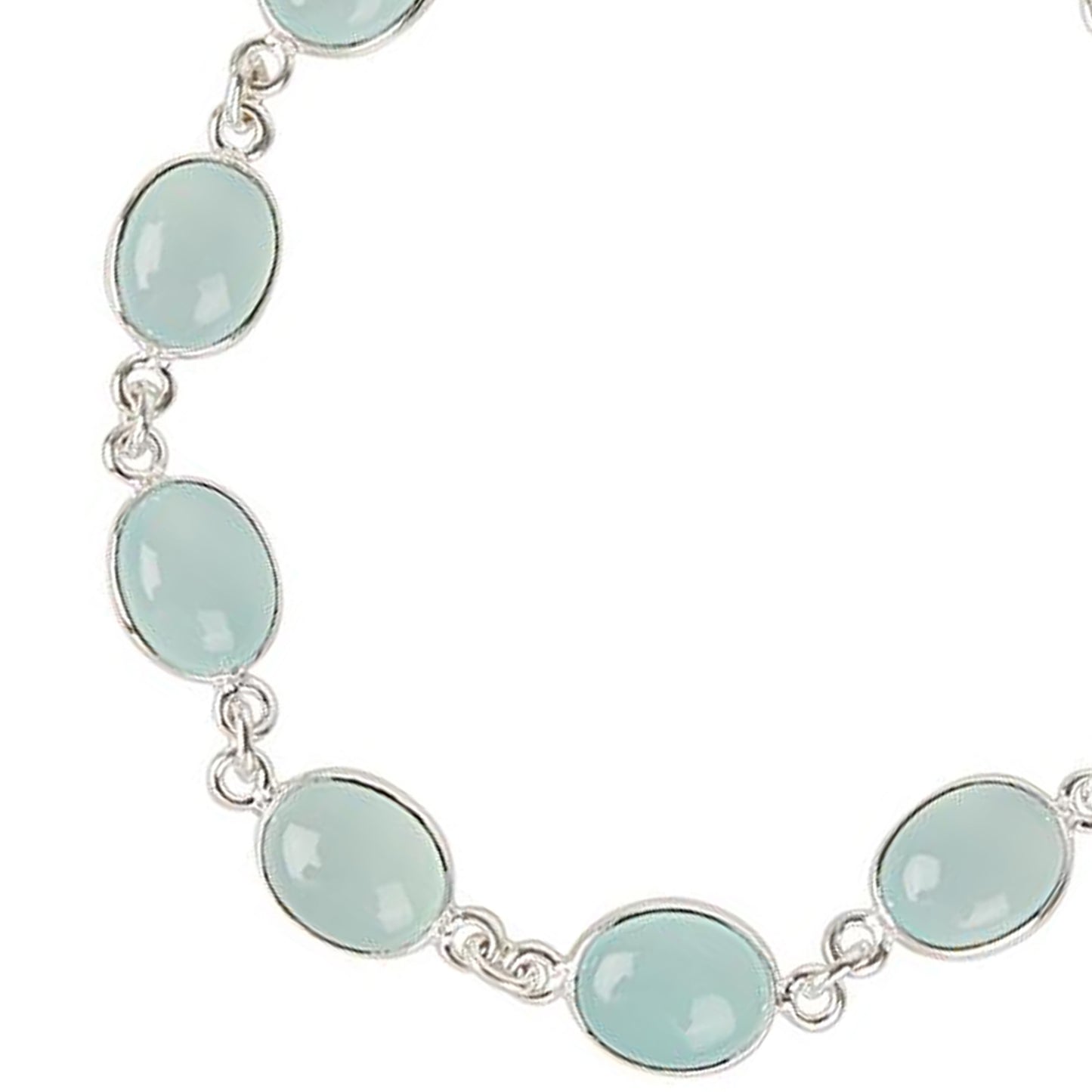 Sterling Silver 925 Aqua Chalcedony Bracelets