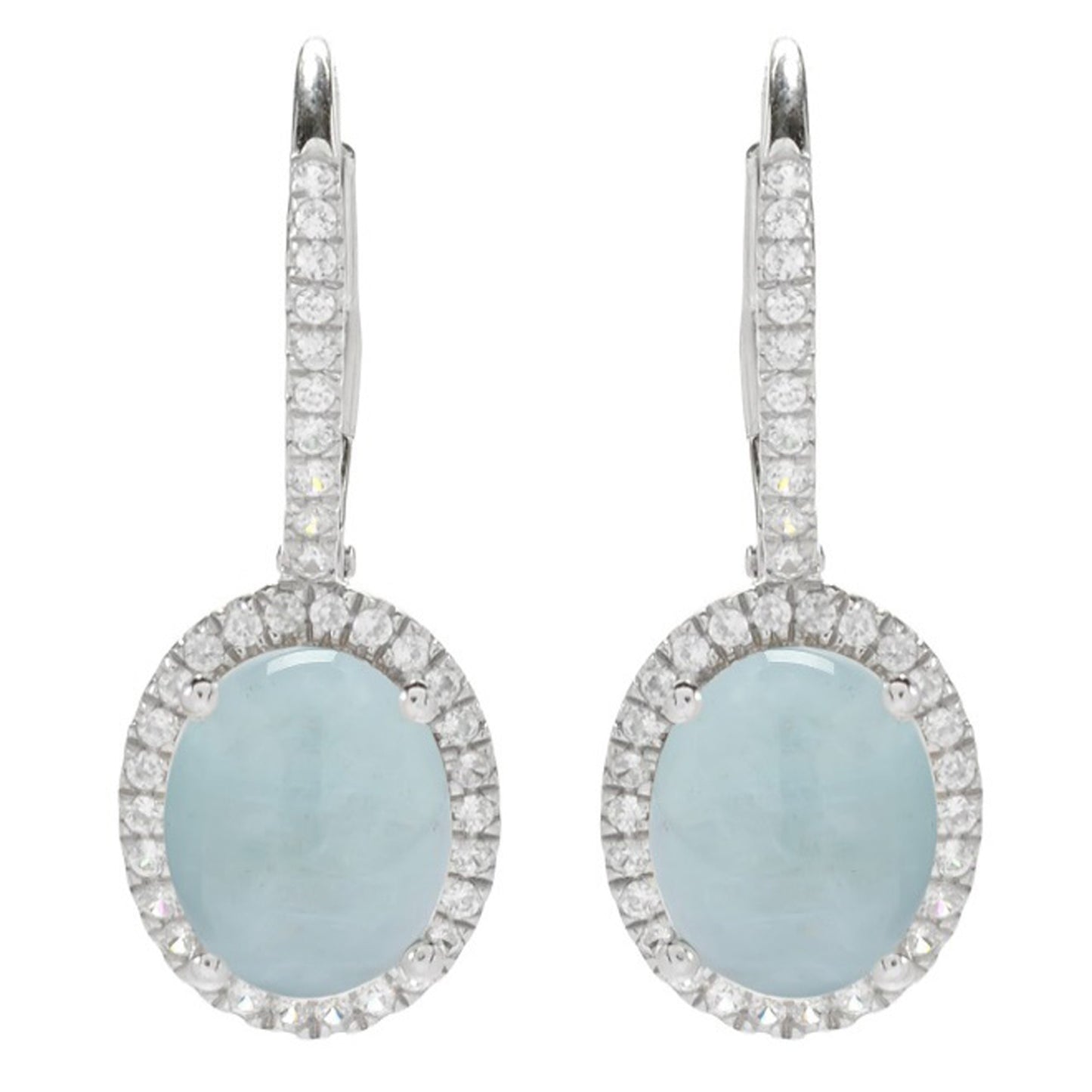 925 Sterling Silver Milky Aquamarine Dangle & Drop Earrings