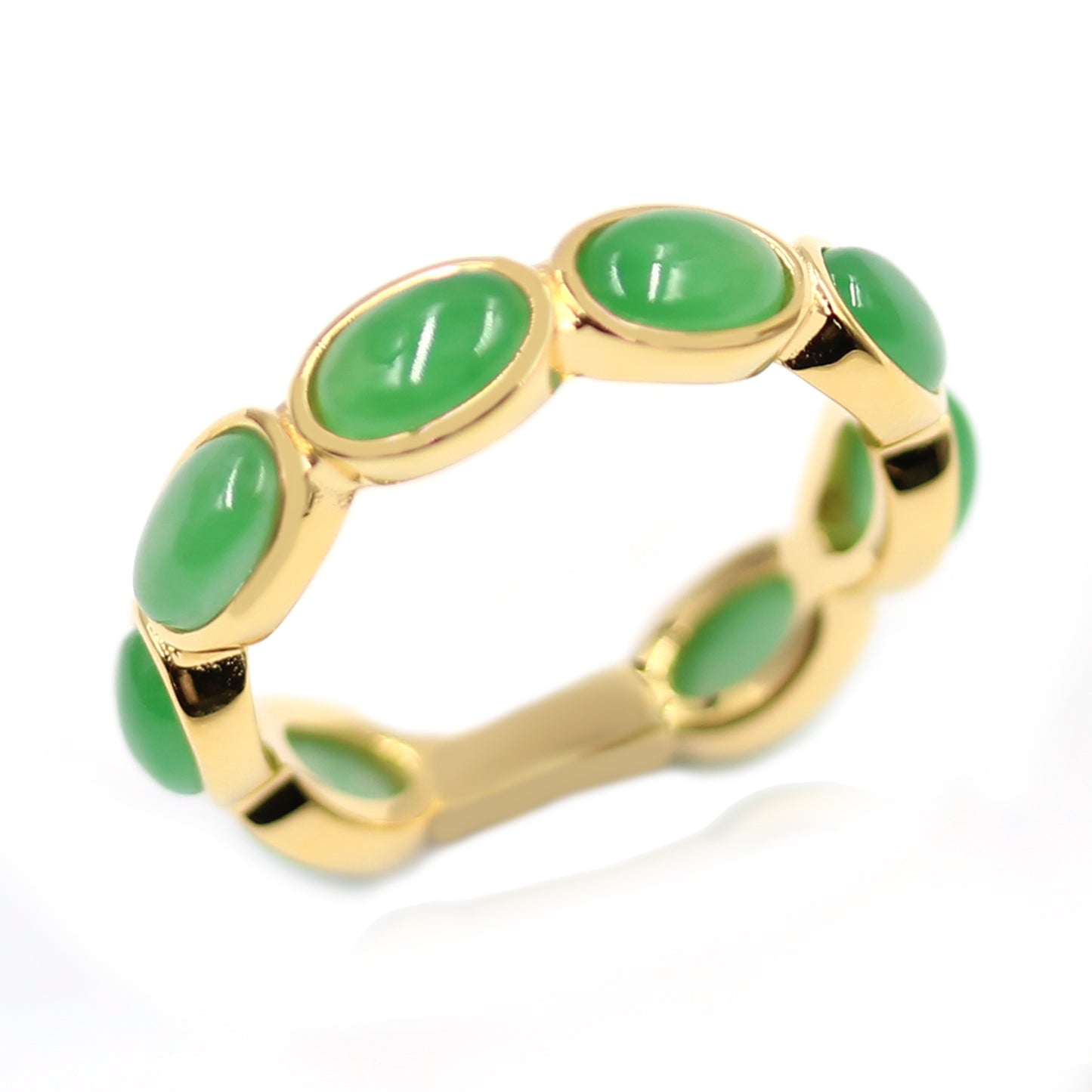 Yellow Over 925 Sterling Silver Dyed Green Jade Ring
