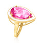 18K Yellow Gold Plated Over Sterling Silver Pink Topaz Gemstone Solitaire Boho Ring