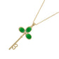 18k Yellow Gold Plating Over Sterling Silver, Dyed Green Jade and Diamond Gemstone " Key "Pendant