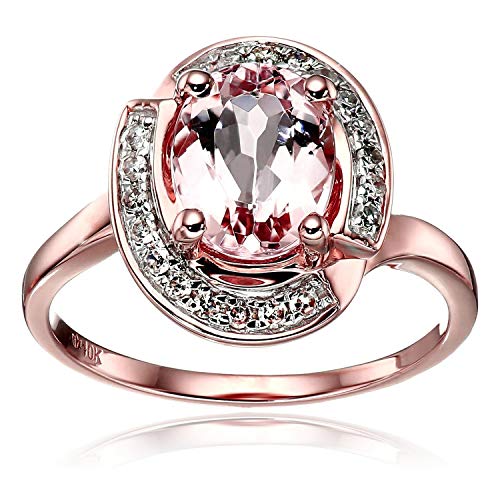 Pinctore 10k Rose Gold Morganite, Diamond Swirl Halo Engagement Ring