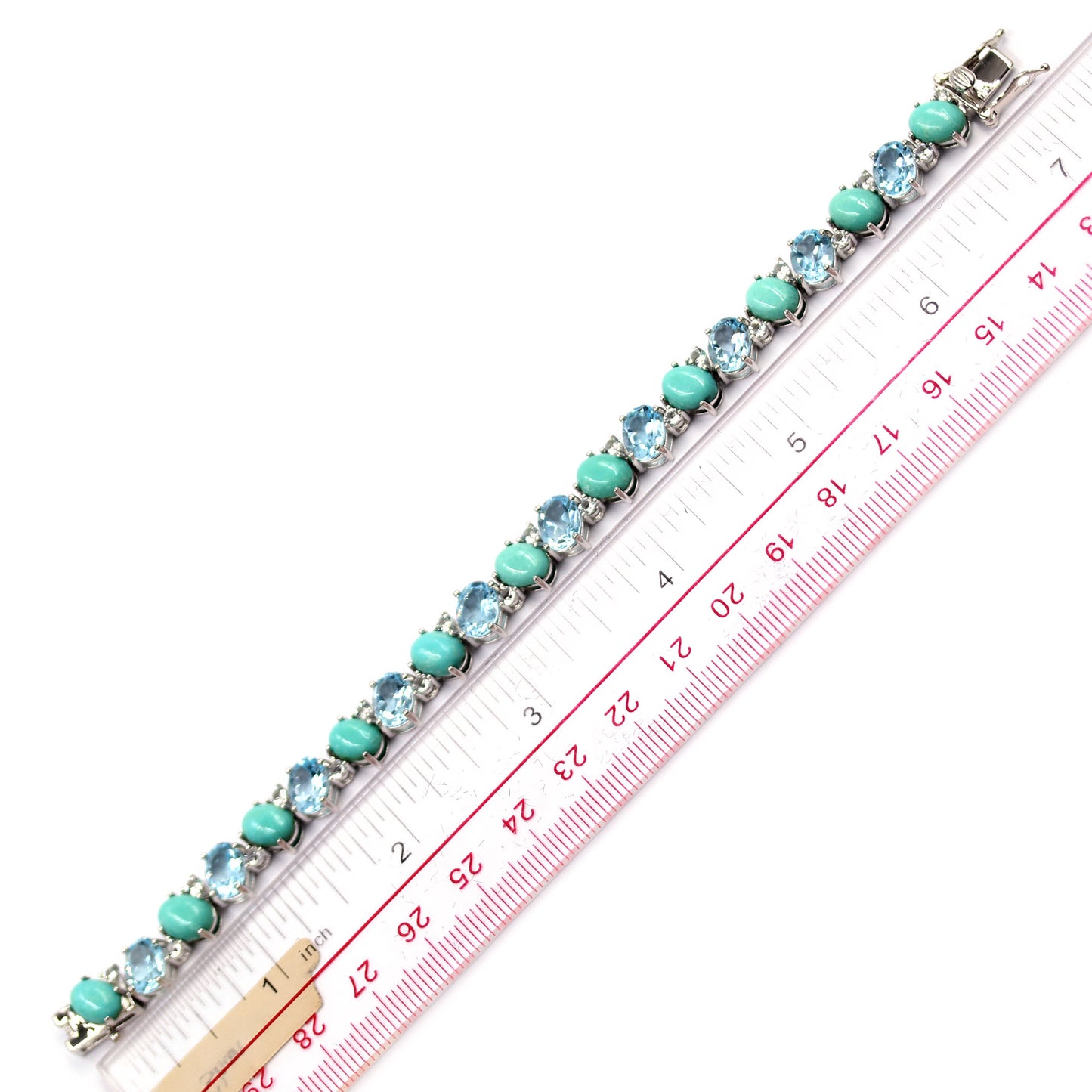 925 Sterling Silver Campitos Turquoise, Swiss Blue Topaz Gemstone Bracelets