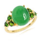 18k Yellow Gold Plated Over Sterling Silver, Dyed Green Jade And Chrome Diopside Gemstone Cocktail Rings