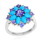 925 Sterling Silver Tanzanite And Sleeping Beauty Turquoise Gemstone Cluster Rings