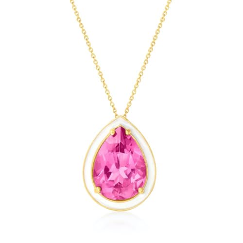 18k Yellow Gold Plating Over Sterling Silver Pink Topaz Gemstone Pendants