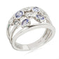 Sterling Silver Tanzanite & White Zircon Gemstone Ring Classic Ring For Womens