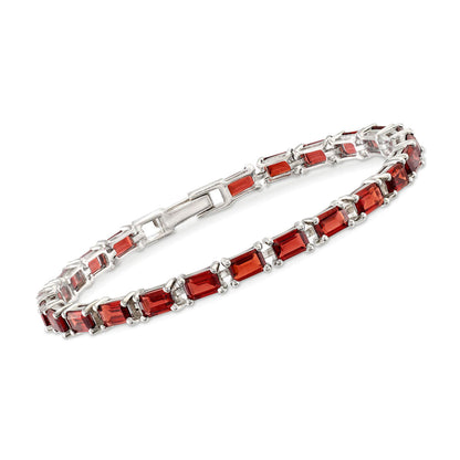 925 Sterling Silver Red Garnet, Pink Topaz And White Topaz Gemstone Tennis Bracelets