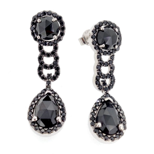 925 Sterling Silver Black Spinel Dangle Earring