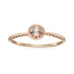 14kt Rose Gold Morganite Round Solitaire Beaded Shank Stackable Ring, Size 7