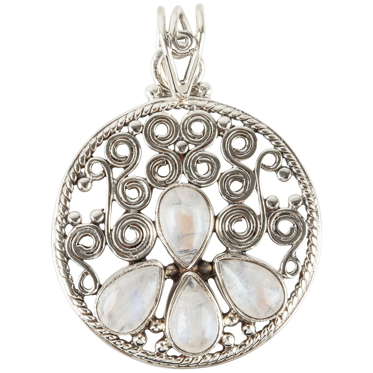 925 Sterling Silver Rainbow Moonstone Pendant