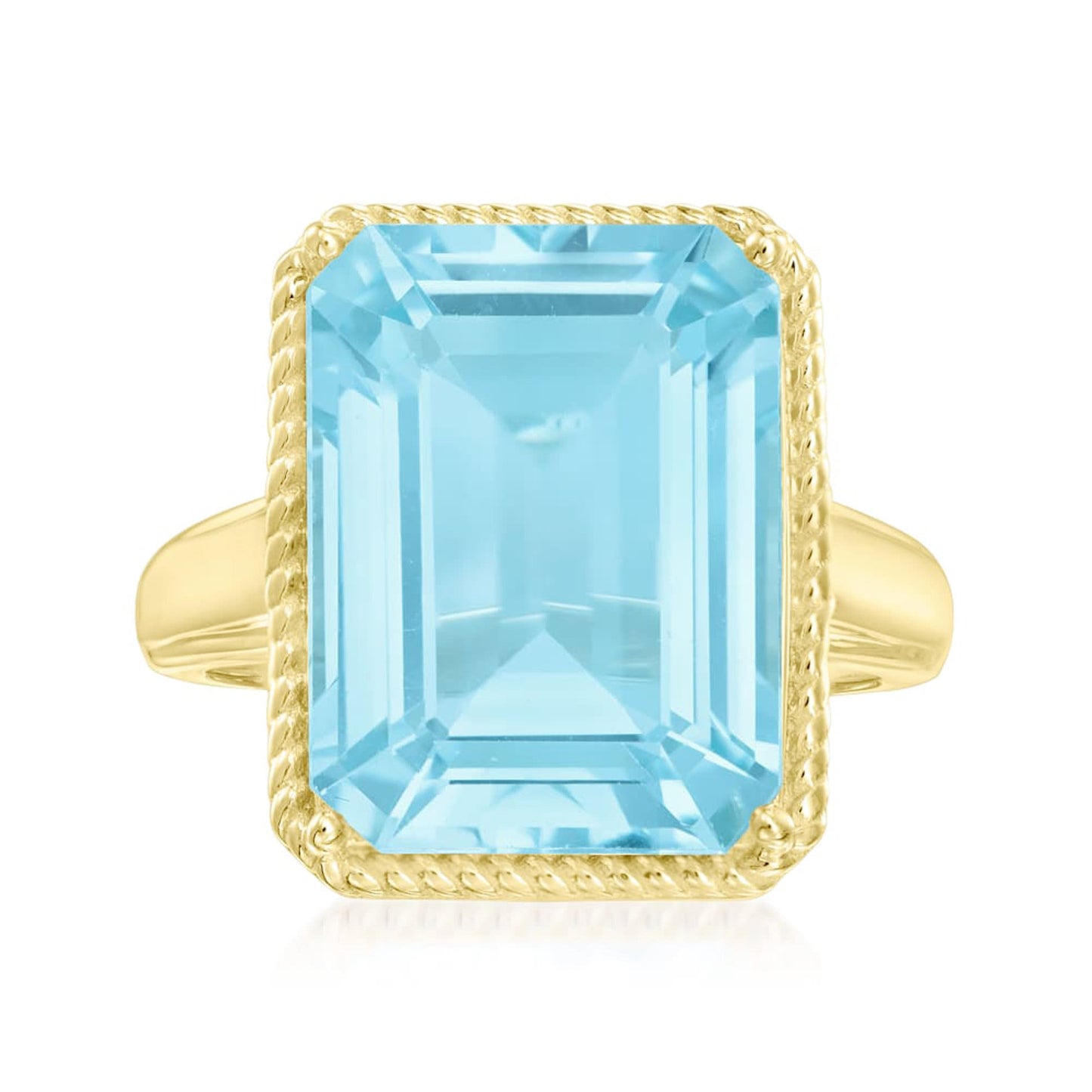 18k Yellow Gold Plated Over Sterling Silver, Sky Blue Topaz Gemstone Solitaire Rings