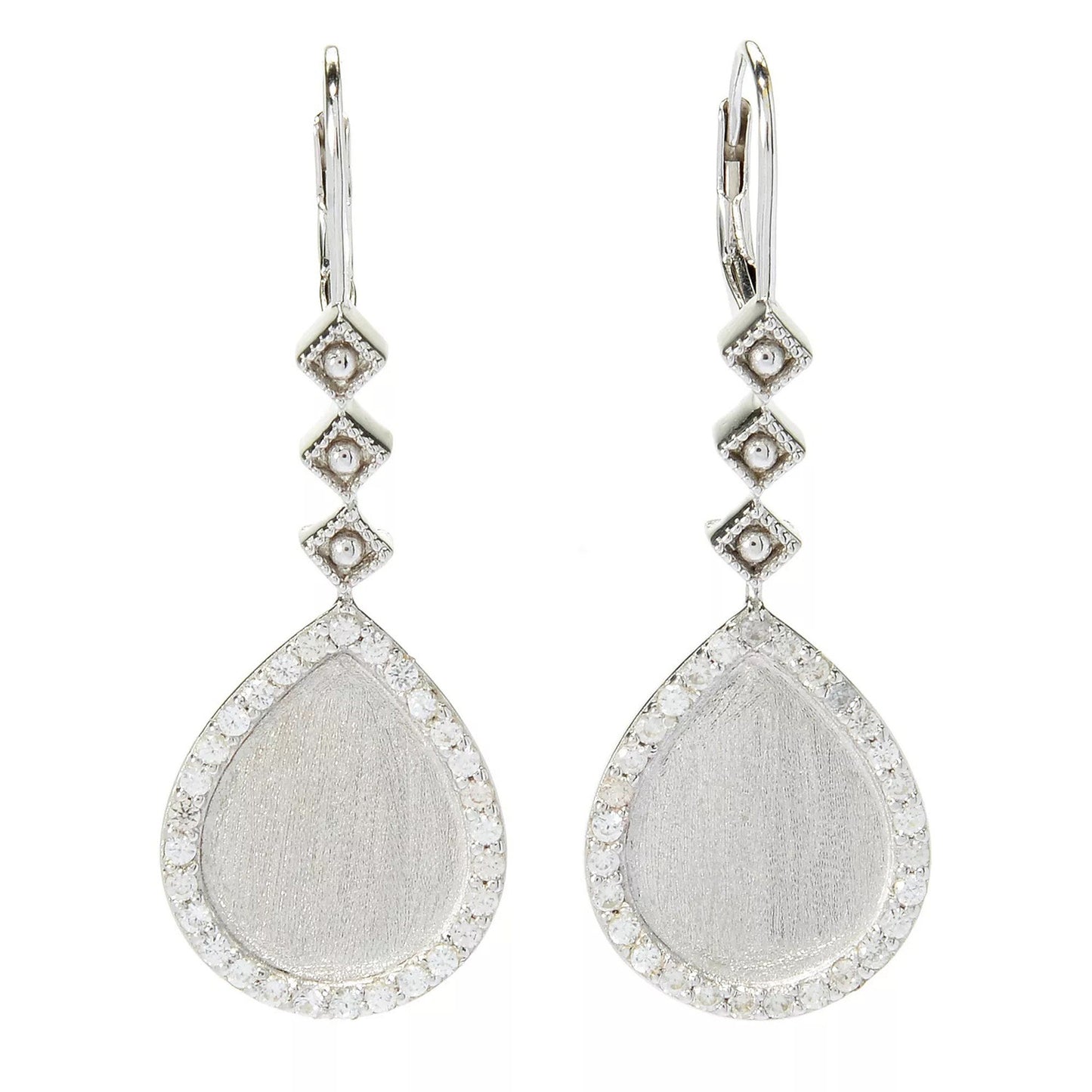 925 Sterling Silver White Zircon Gemstone Dangle And Drop Earrings