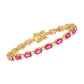 18K Yellow Gold Plated Over Sterling Silver Pink Topaz, White Topaz Gemstone Tennis Bracelets