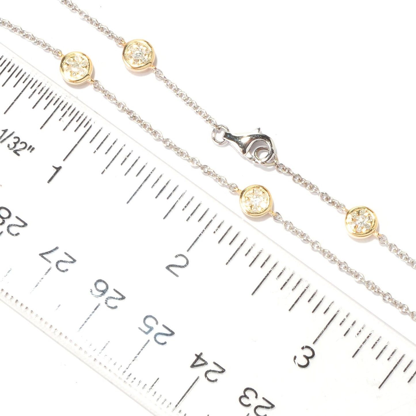 Pinctore Yellow Gold over Silver 1.51ctw Diamond Chain Necklace 36.00"L
