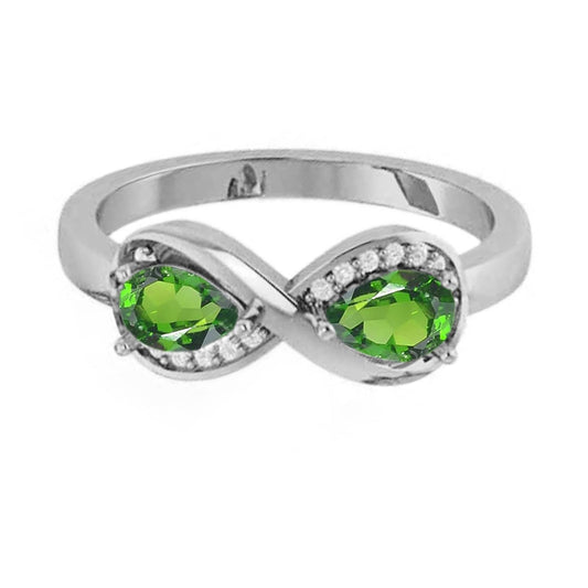 Chrome Diopside Gemstone Ring, 925 Sterling Silver Ring, Engagement Ring, Infinity Ring, Anniversary Gift-Gift For Her