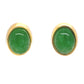 Yellow Gold Plated Over Sterling Silver Dyed Green Jade Gemstone Stud Earrings