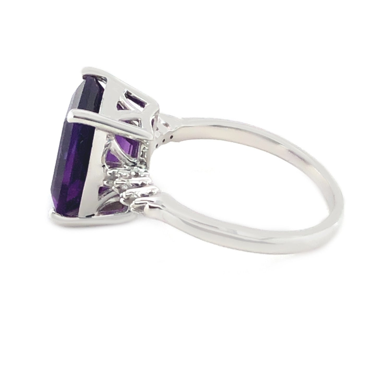Natural African Amethyst With White Topaz Ring Engagement Ring Dainty Wedding Ring 925 Sterling Silver Ring For Women Gift For Her