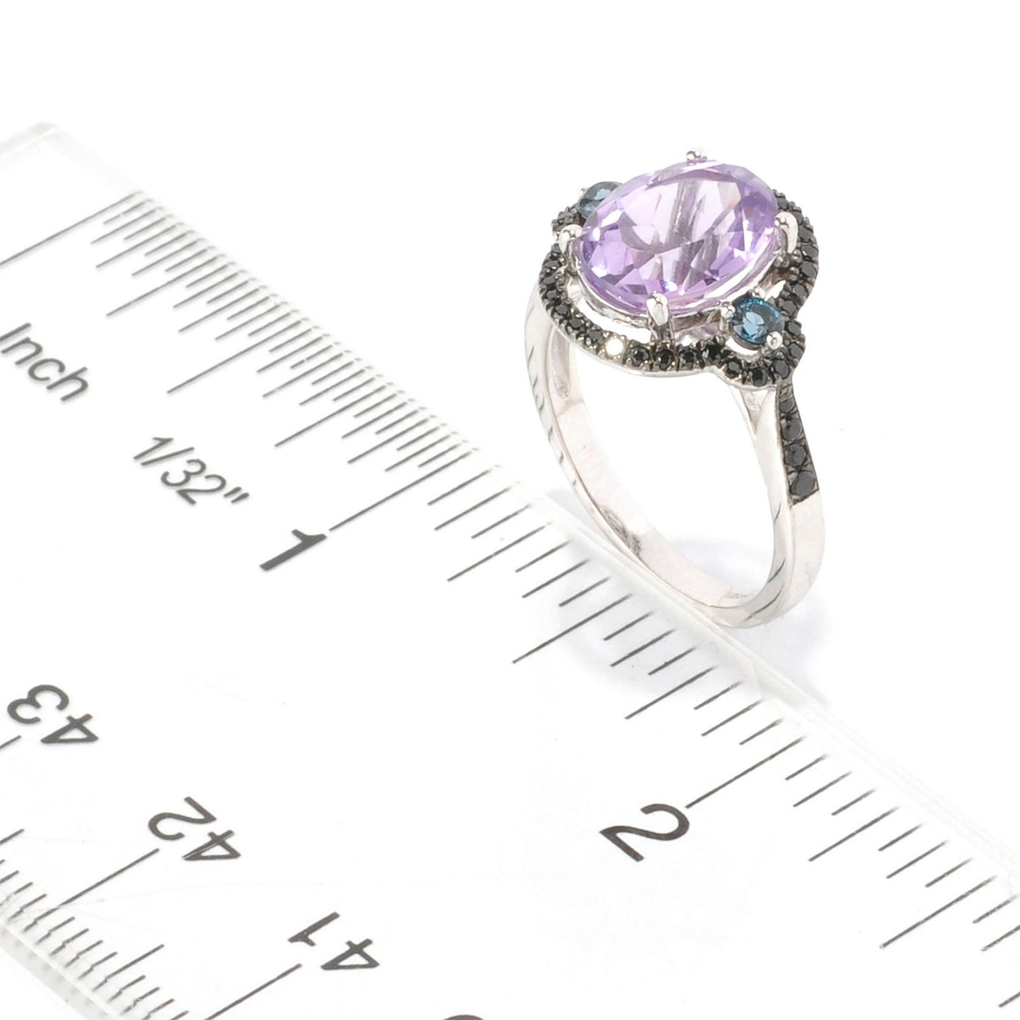 Pinctore Sterling Silver 2.87ctw African Amethyst Cocktail Ring, Size 7