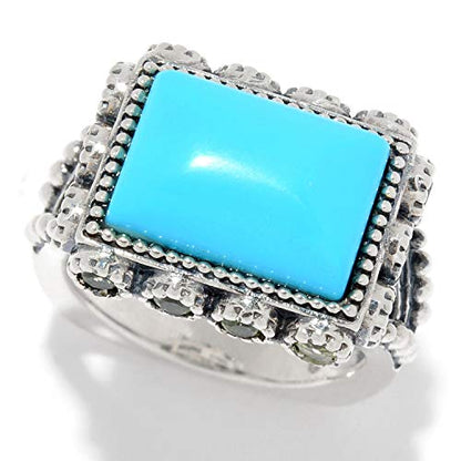 925 Sterling Silver Sonora Beauty Turquoise And Peridot Ring