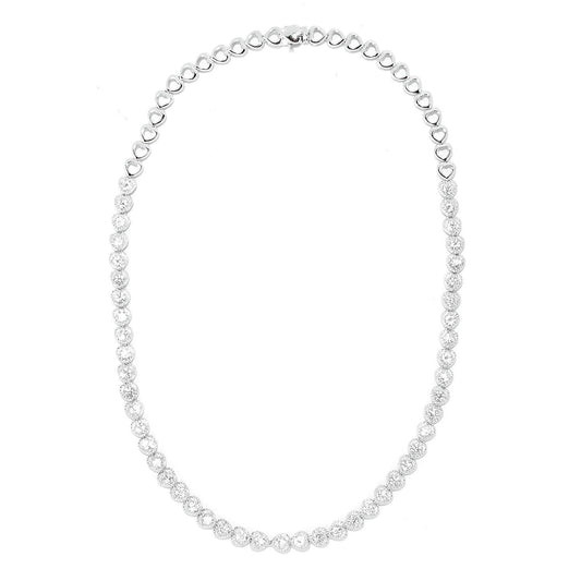 Natural White Zircon Gemstone Necklace, 925 Sterling Silver Tennis Necklace, Anniversary Gift, Gift For Her