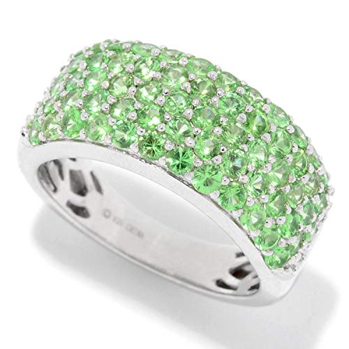 Pinctore Sterling Silver 1.90ctw Tsavorite Five-Row Band Ring