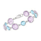 925 Sterling Silver African Amethyst, Sky Blue Topaz Gemstone Chain & Link Bracelet