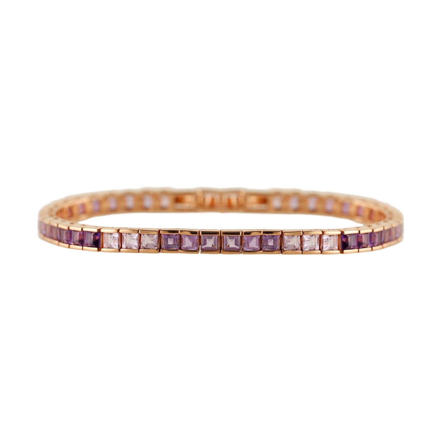 Rose Gold Plated Over Sterling Silver African Amethyst Gemstone Tennis Bracelets