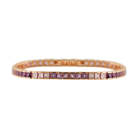 Rose Gold Plated Over Sterling Silver African Amethyst Gemstone Tennis Bracelets