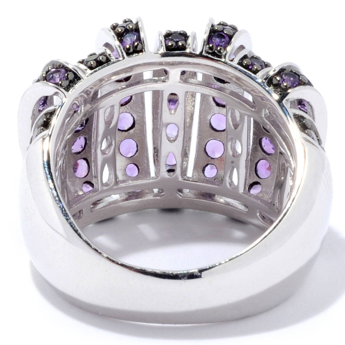 925 Sterling Silver African Amethyst Gemstone Band Ring