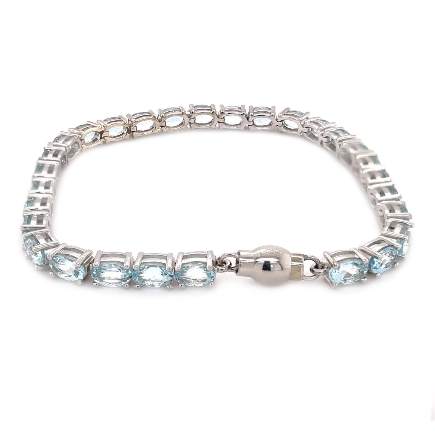 925 Sterling Silver Aquamarine Gemstone Tennis Bracelet