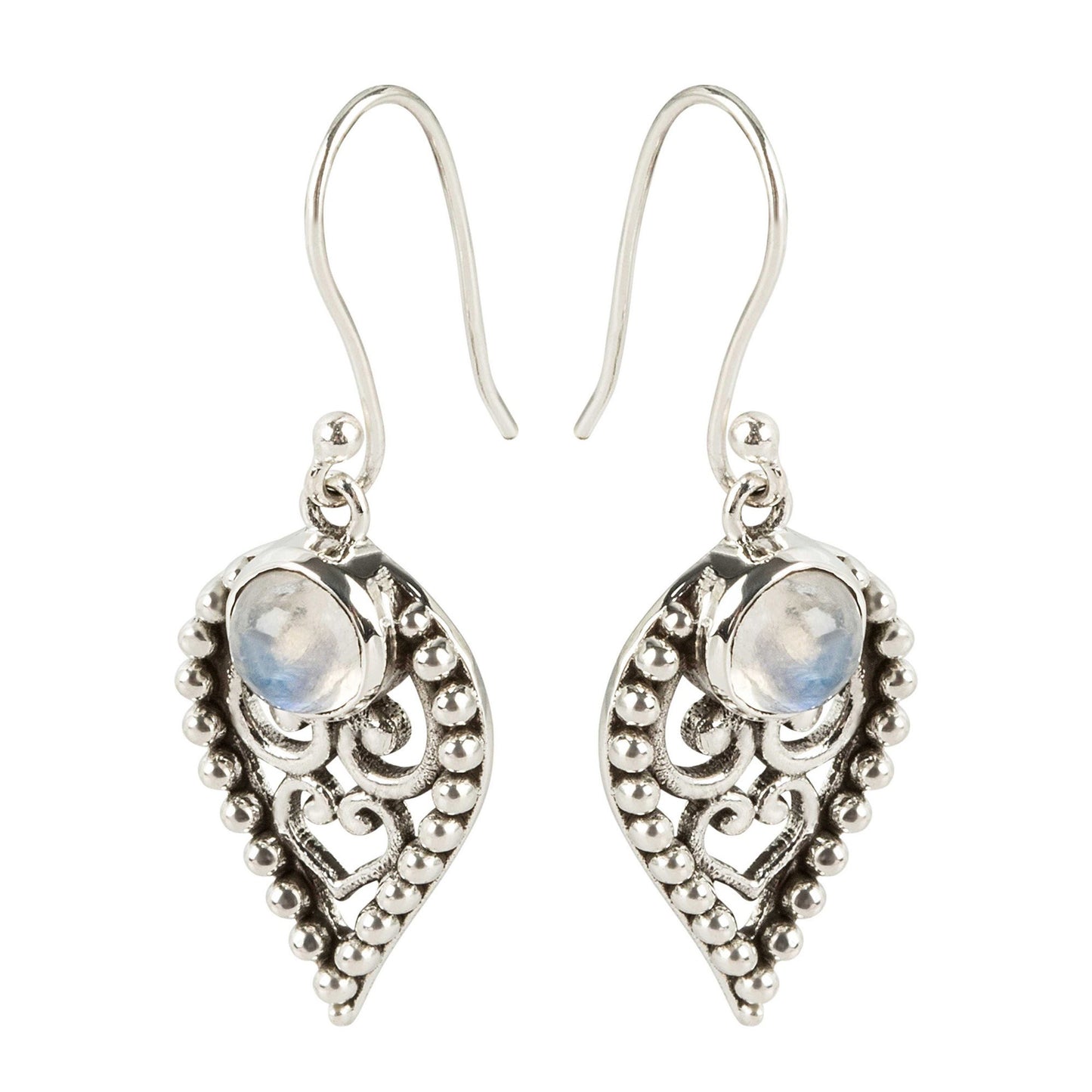 925 Sterling Silver Rainbow Moonstone Dangle And Drop Earrings