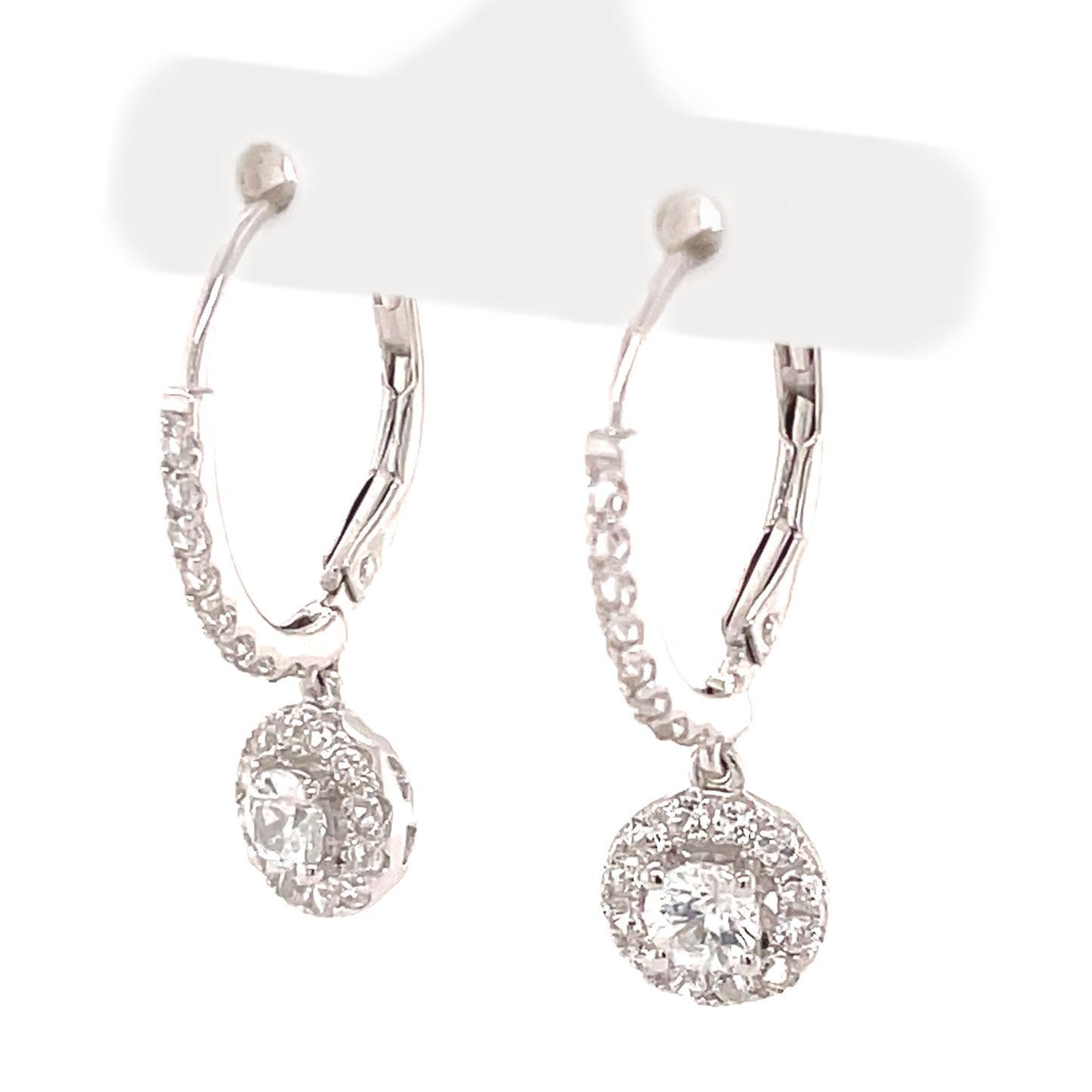 925 Sterling Silver White Natural Zircon,Created White Sapphire Dangle Earrings