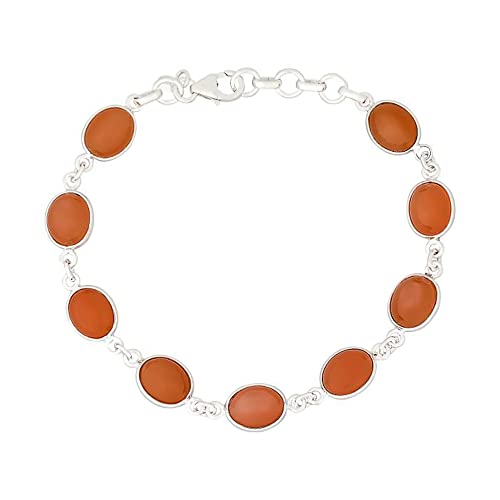 925 Sterling Silver Peach Moonstone Bracelet For Women's And Girls