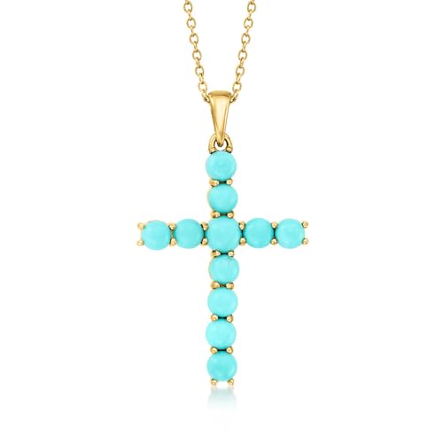 18k Yellow Gold Plating Over Sterling Silver, Lapis Lazuli Gemstone Cross Pendants