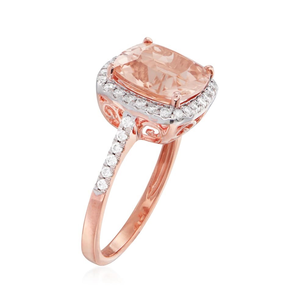 14kt Rose Gold Morganite With Diamond Ring
