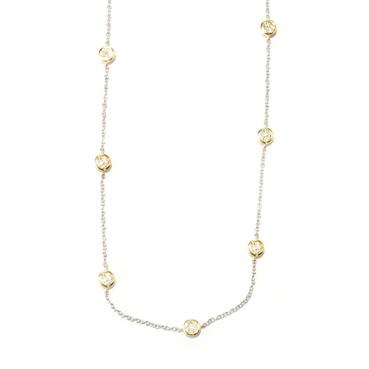 Yellow Gold Over Silver 1.01Ctw Diamond Chain Necklace 24.00"L